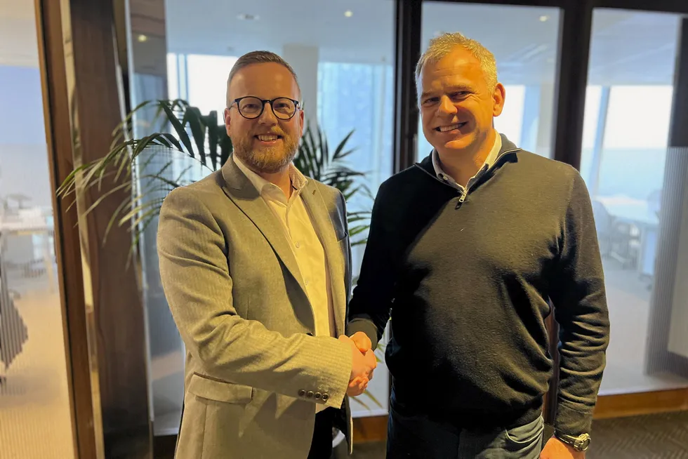Cerulean Winds. Sandy Bonner, UK head of engineering & maintenance at Bilfinger (L) and Dan Jackson, a founding director of Cerulean Winds.