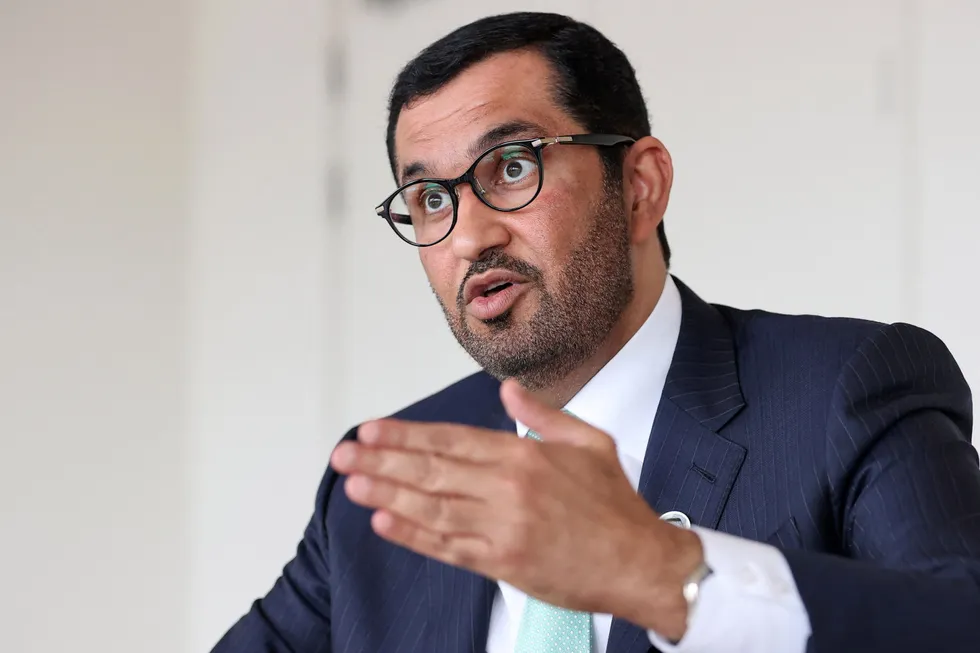Lightning project: Sultan Ahmed Al Jaber, chief executive of the Abu Dhabi National Oil Company (Adnoc).