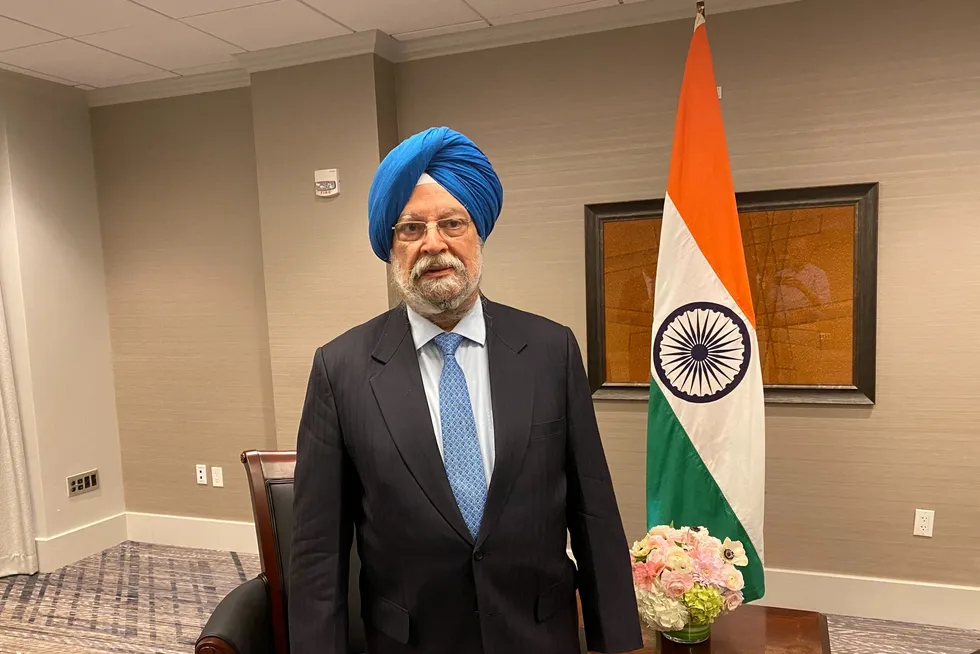 India's Minister of Petroleum and Natural Gas, Hardeep Singh Puri.