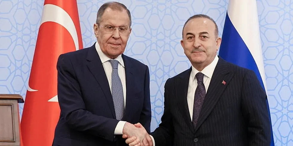 Russian foreign minister Sergei Lavrov (left) met his Turkish counterpart Mevlut Cavusoglu in Ankara on 7 April, 2023.