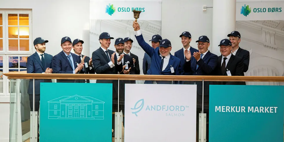 Andfjord Salmon rings the bell on the first day trading on the Market Market.