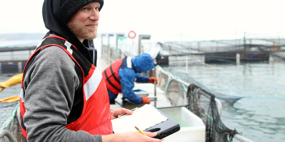 Cooke aquaculture's Hope Island salmon farm site in Washington state.