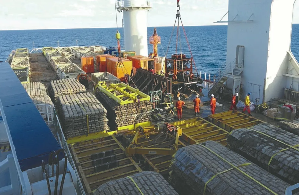 Bedding in: a total of 135 concrete mattresses were recovered during DOF Subsea’s work on the Buchan and Hannay fields decommissioning project in the central North Sea for Repsol Sinopec