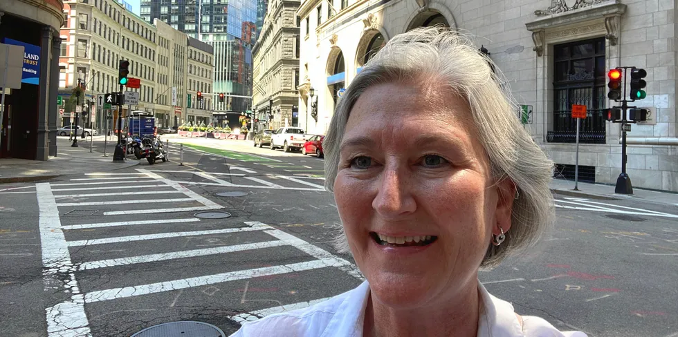 Anne-Kristine Oen works out of her office in Boston, Massachusetts.