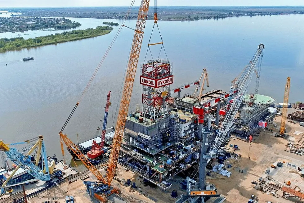 Local content: Topsides for the Lukoil's Grayfera production platform being built at a yard in Astrakhan that is operated by Russian CNGS Engineering