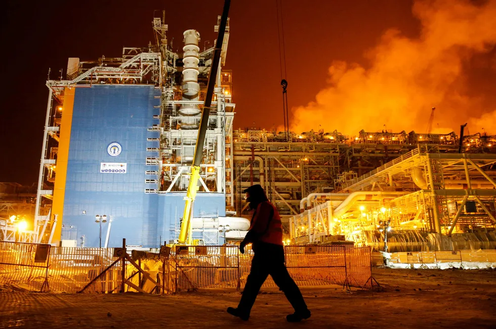 The Novatek-operated Yamal LNG plant near the port of Sabetta on the Yamal Peninsula in West Siberia, Russia.