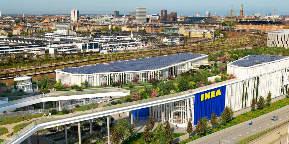IKEA store with solar roof in Copenhagen