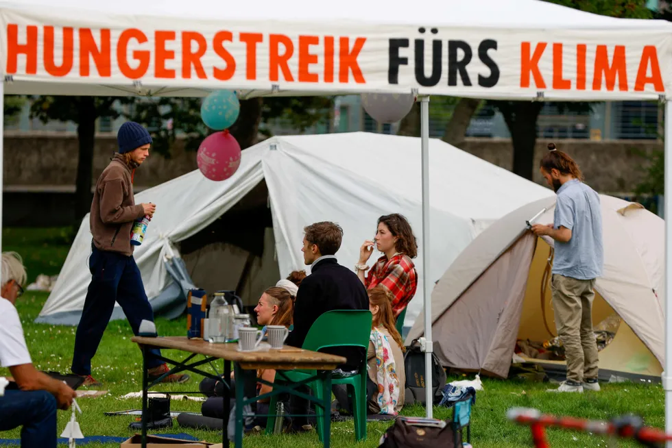 Against all that: hunger-striking climate activists at a protest camp near the German parliament in Berlin