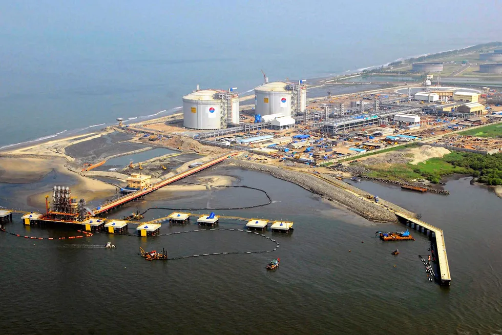 Petronet LNG's Kochi LNG terminal in Kerala, India.