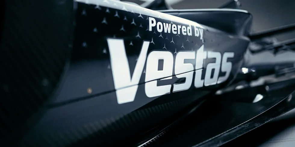Powered by Vestas Formula E Mercedes Benz, sponsored by the wind group.