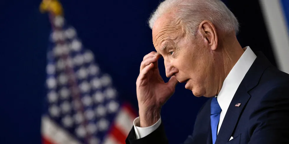 President Joe Biden speaking about the Bipartisan Infrastructure Law at the White House in January.