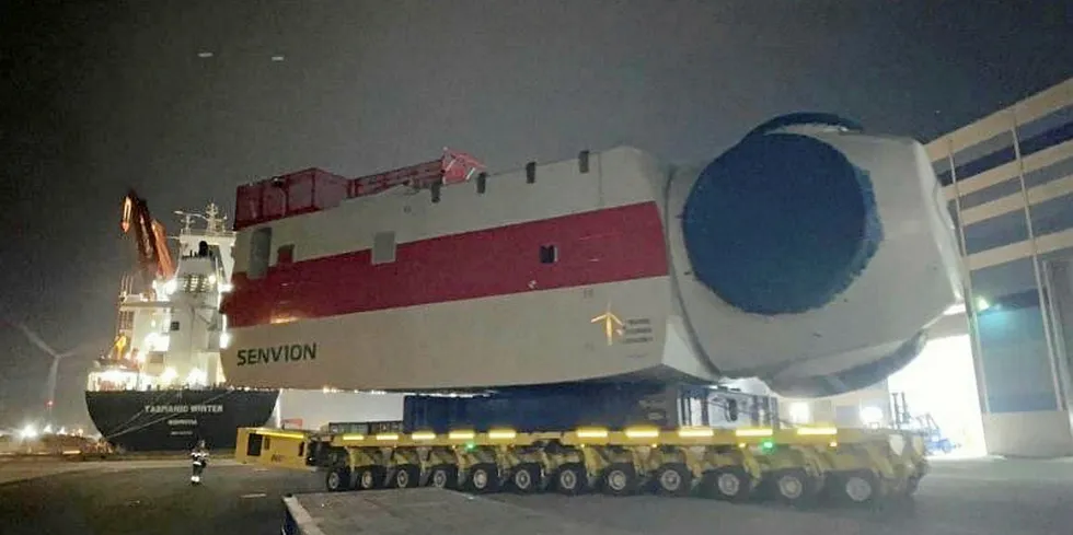 Senvion 6.2MW turbine leaves Bremerhaven factory