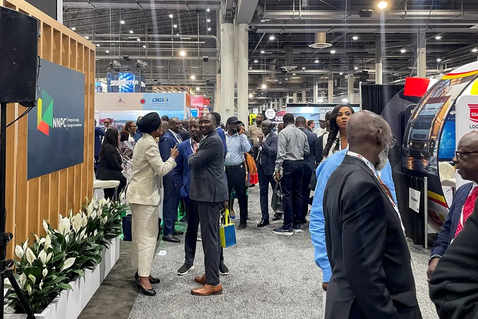 OTC attendees at the exhibition hall.