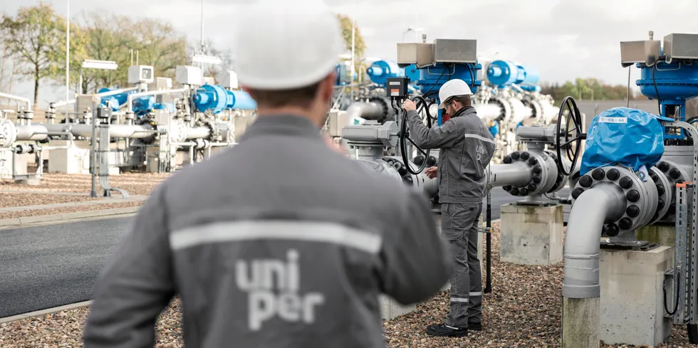 Worker at Uniper's Etzel gas storage facility
