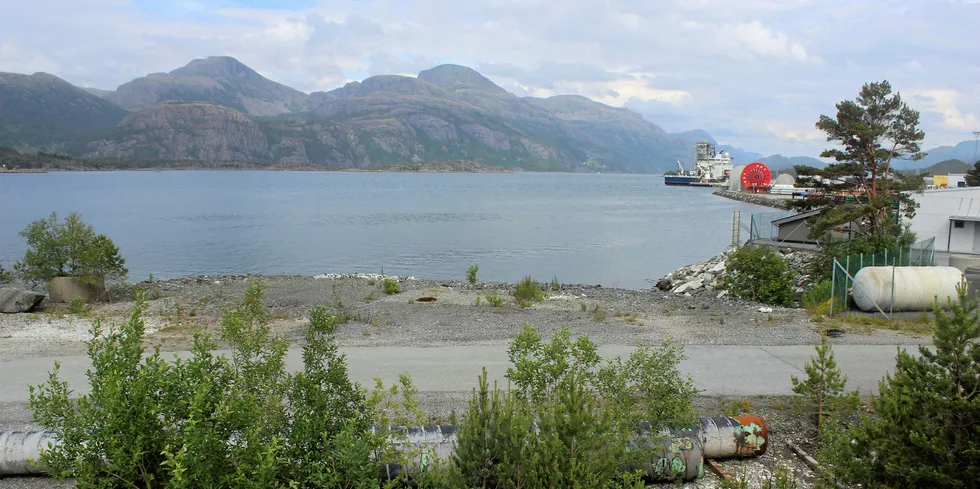 A view of Fjord Base i Floro, Norway, where land-based salmon farmer Havlandet will build its land-based salmon farming operation.