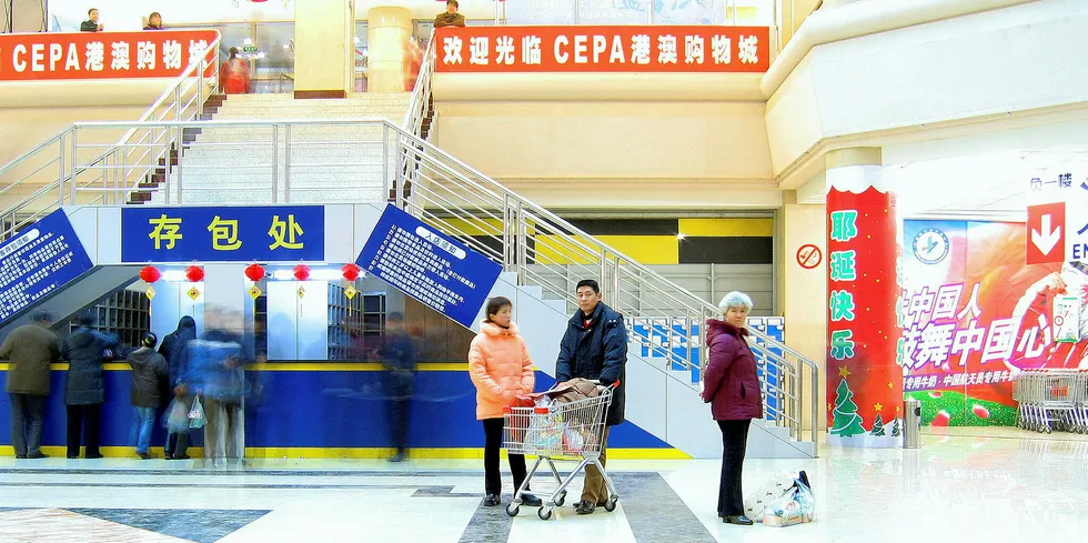 Chinese consumers are heading to supermarkets, one supplier reports.