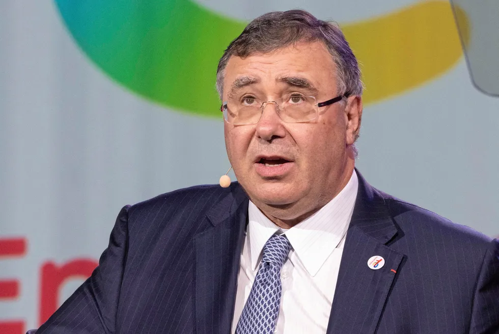 TotalEnergies chief executive Patrick Pouyanne speaks the 23rd World Petroleum Congress on Monday 6 December 2021 in Houston.