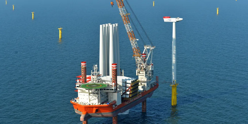 Construction work at the already operational Hornsea 1 array that is adjacent to the under-construction Hornsea 2