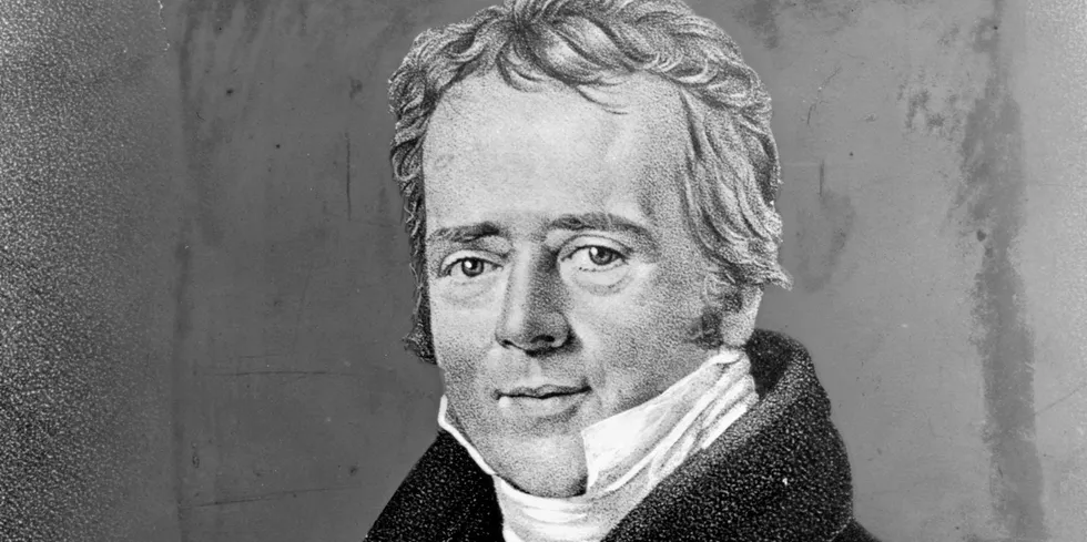 Danish physicist Hans Christian Oersted (1777 - 1851). Original Artwork: Engraving by von Kaufmann after a portrait by C A Jensen. (Photo by Hulton Archive/Getty Images) .