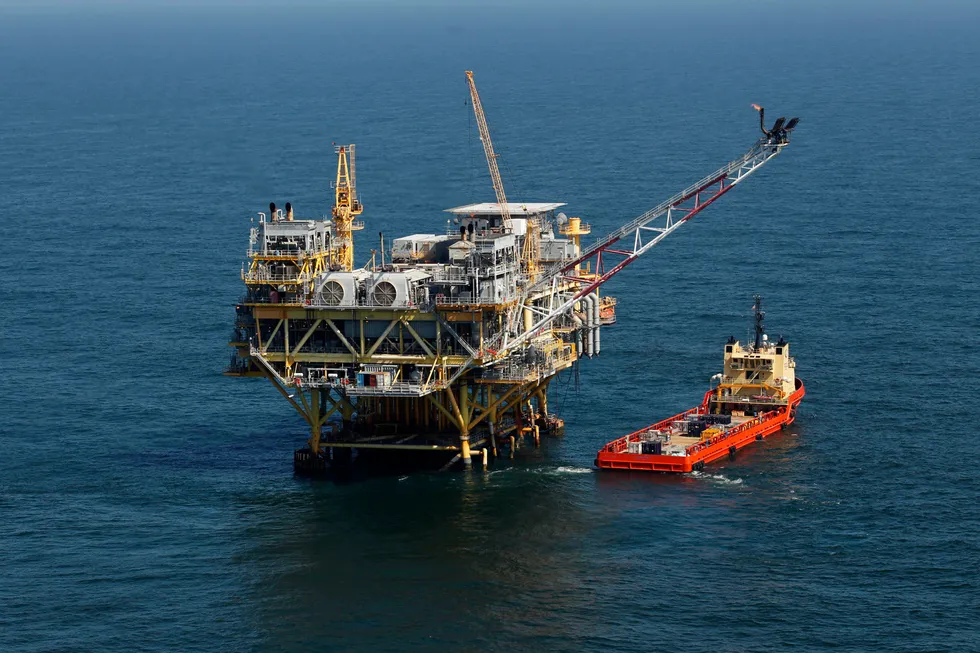 A rig and supply vessel in the Gulf of Mexico, off the coast of Louisiana, in 2011.