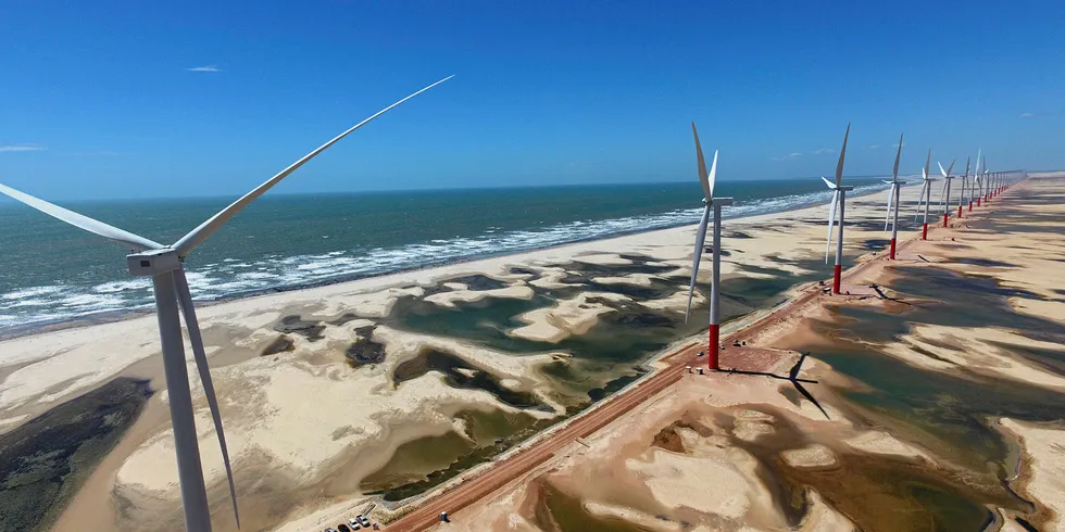 Brazil, site of this wind farm, was cited as one of the world's clean energy success stories.
