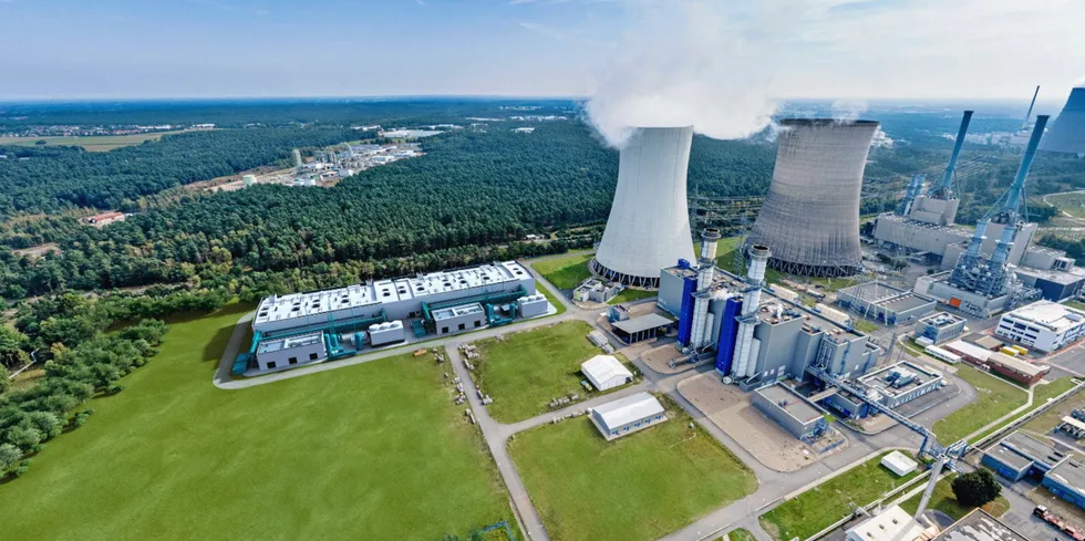 A computer generated image of the GET H2 Nukleus facility in Lingen.
