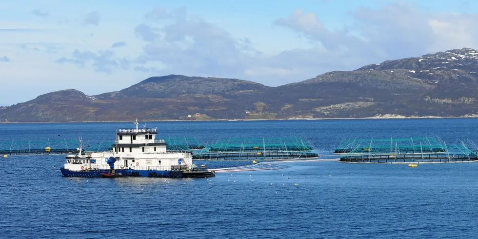 Mowi's salmon farming operation in the Kvaenangen region