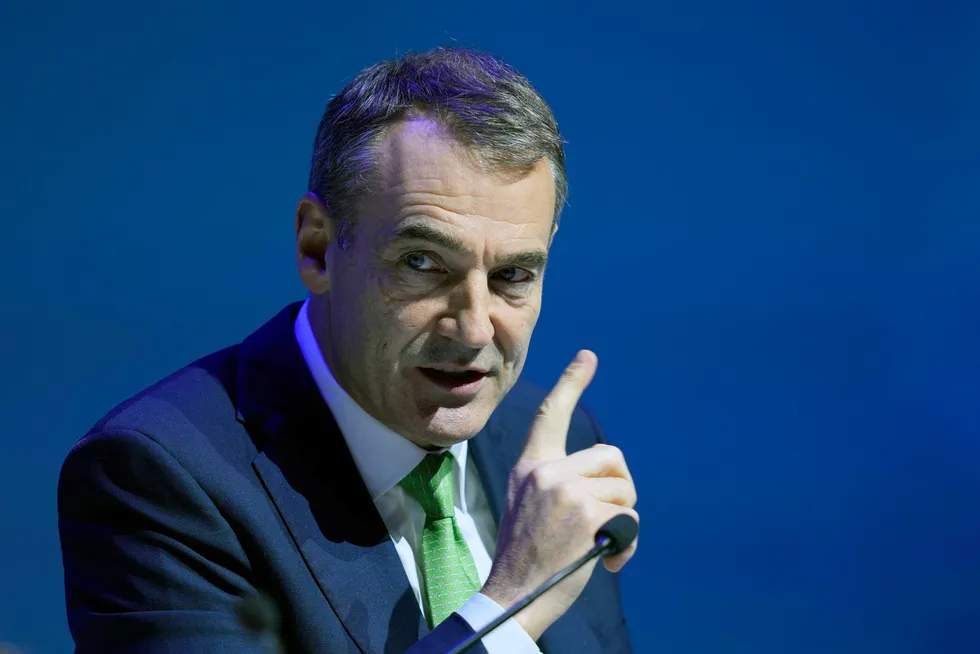 Pushing back: BP chief executive Bernard Looney urges investors to vote against a shareholder resolution filed by Dutch activist group Follow This