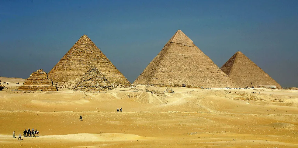The pyramids at Giza, Egypt.