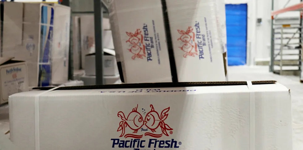 Pacific Seafood's rebuilt processing facility for whiting in Warrenton, Oregon where strict measures have been employed after an employee tested positive for the coronavirus.