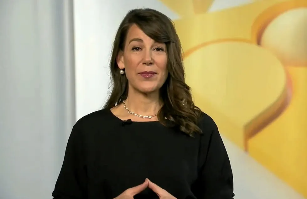 Cautious outlook: Shell chief financial officer Jessica Uhl during the company's results presentation on Thursday