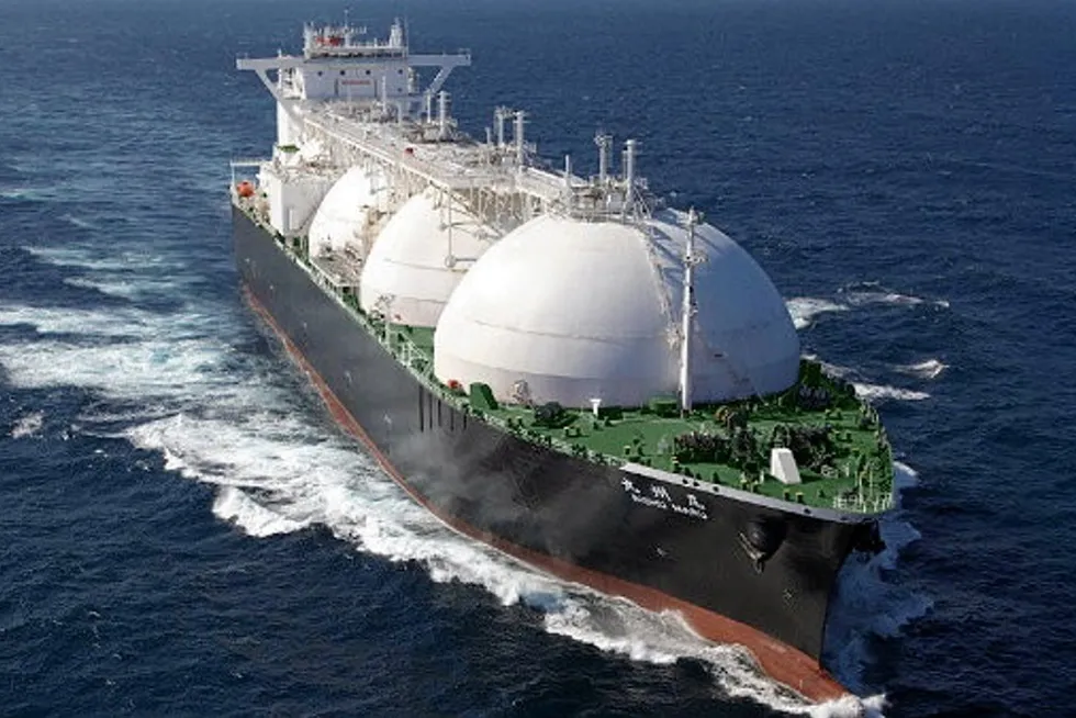 A Moss-type liquefied natural gas carrier.