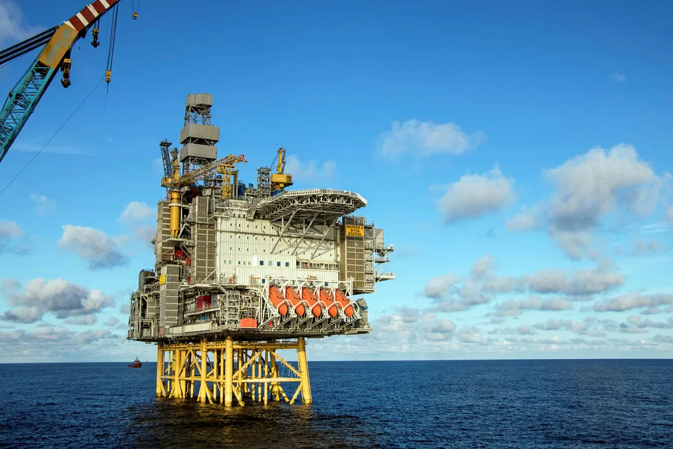 Stalled: commissioning work on Mariner A platform. Photo: EQUINOR