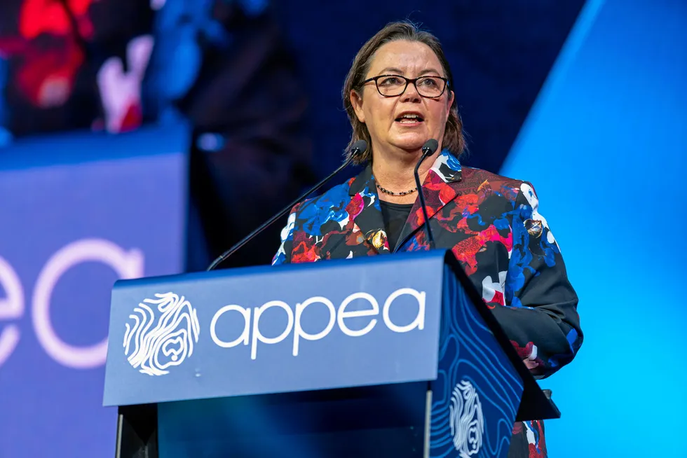 Australia’s Minister for Resources & Northern Territory Madeleine King speaks at APPEA 2023 in Adelaide.