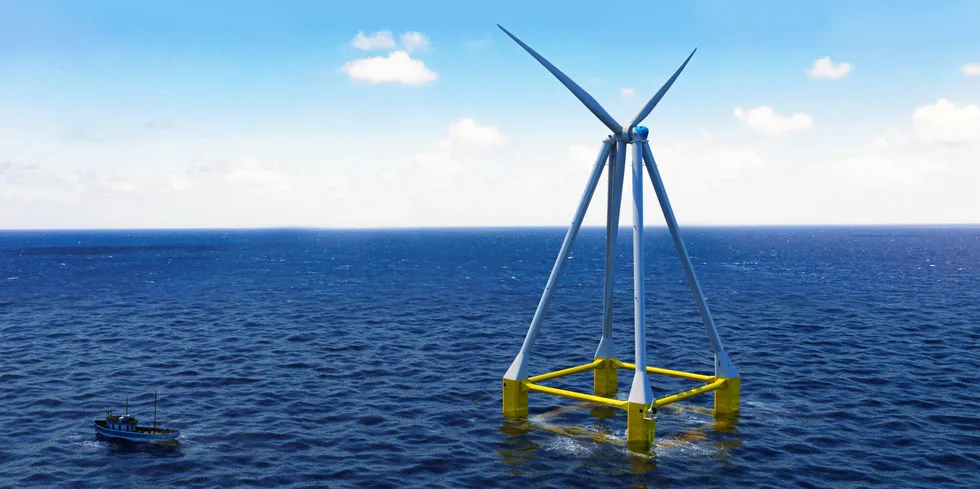CGI of Eolink's pyramidic floating turbine concept