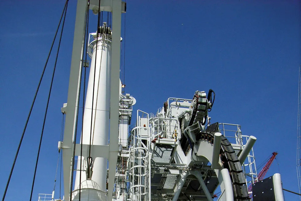 : the pipelay tower of the Seven Seas, one of the vessels offered in the Lapa PLSV tender