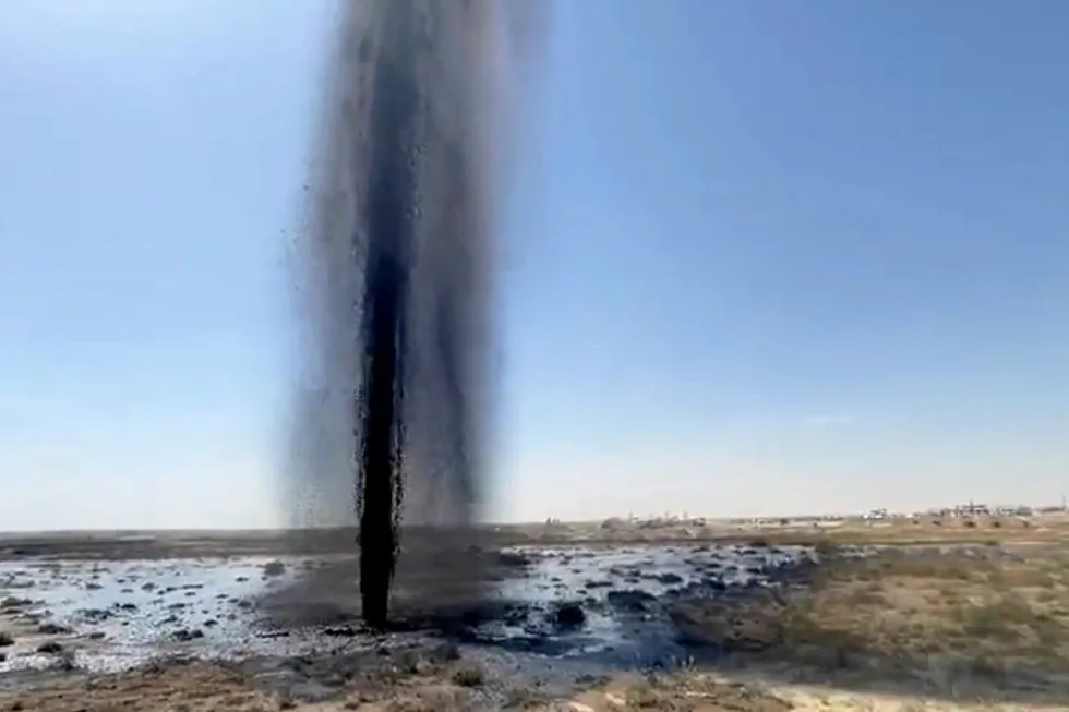 High pressure: Kuwait Oil has dispatched teams to deal with the leak.