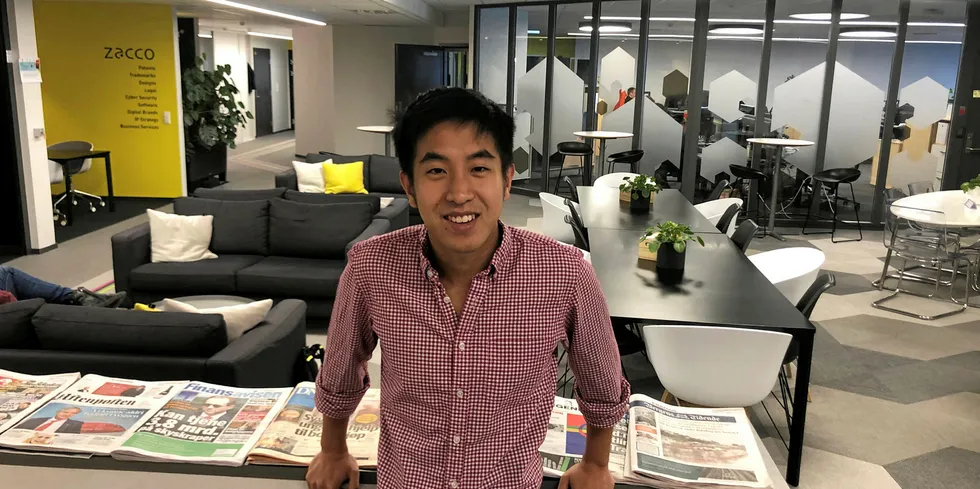 Aquabyte CEO Bryton Shang in the company's new Bergen office.