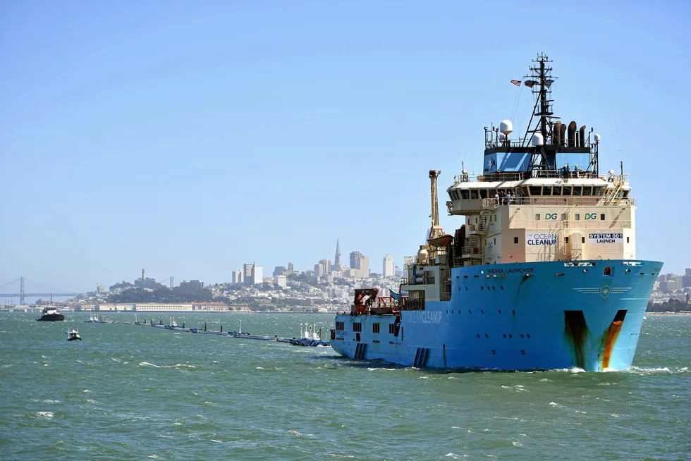 In demand: the Maersk Launcher is among the AHVs working for Ocean Cleanup