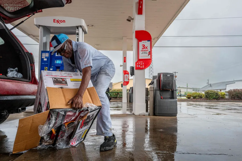 Porkchop Singleton, 78, prepares his generator ahead of Hurricane Francine on Wednesday in Morgan City, Louisiana. The hurricane made landfall along the Louisiana coast Wednesday evening.