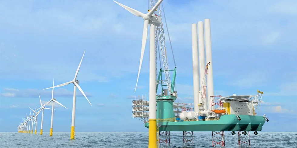 CGI of OIM's new wind turbine installation vessel design