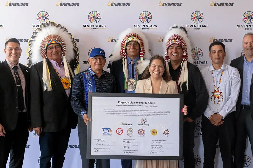 Enbridge and officials from Six Nations announce plans on 24 June to advance development of a new 200MW wind farm called Seven Stars Energy in Saskatchewan.