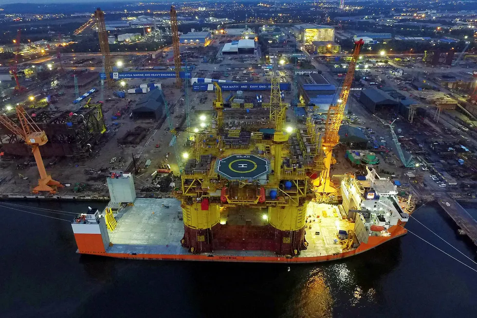Earlier work: Shell's Malikai platform being loaded out at MMHE's Johor yard