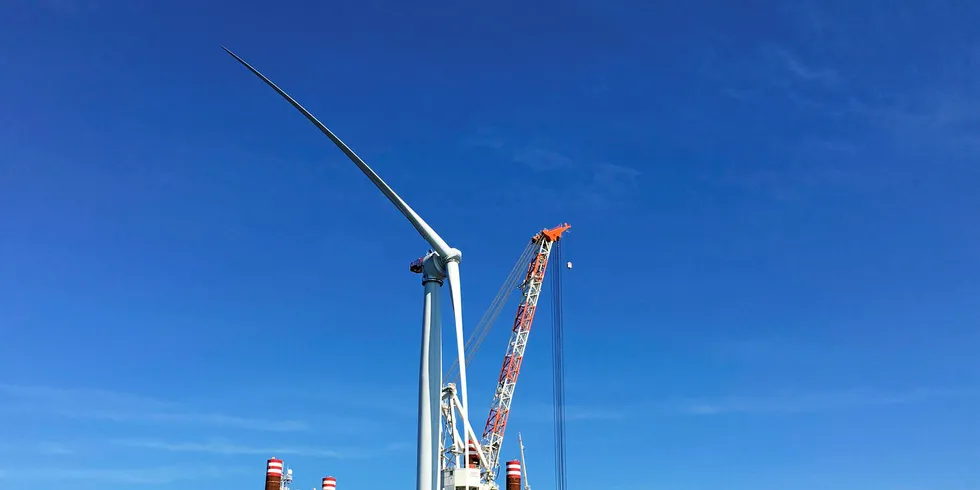 GE turbines going up at Orsted's Block Island project.