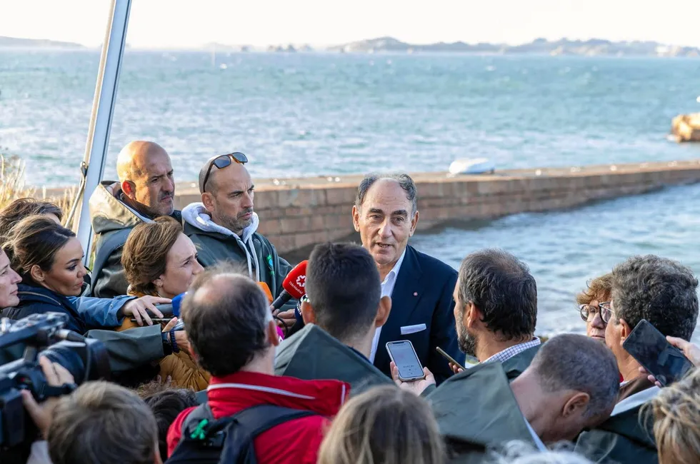 Iberdrola boss Ignacio Galan. at the recent inauguration of the Saint-Brieuc offshore wind farm in France.