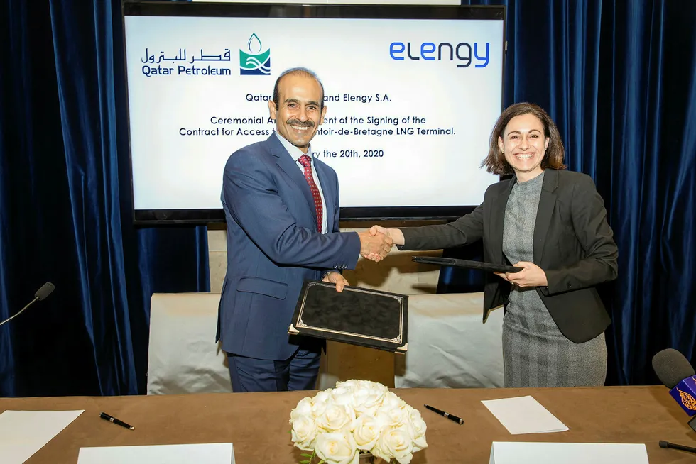 LNG deal: QP chief executive Saad Sherida al Qaabi (left) and Elengy chief executive Sandra Roche-Vu Quang