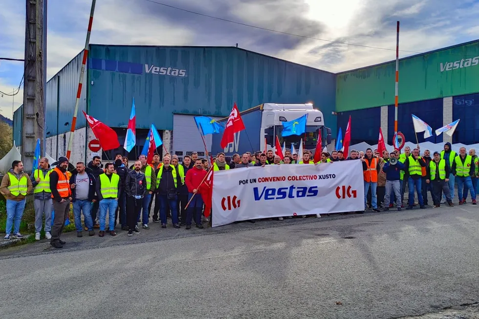 Vestas workers on strike at a service centre in Galicia