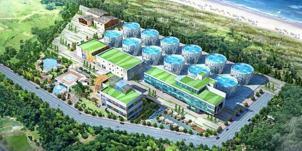 Drawings of Dongwon's plans for its South Korean land-based salmon farm.