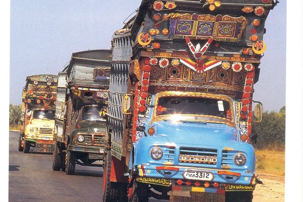 A convoy of trucks in Pakistan.