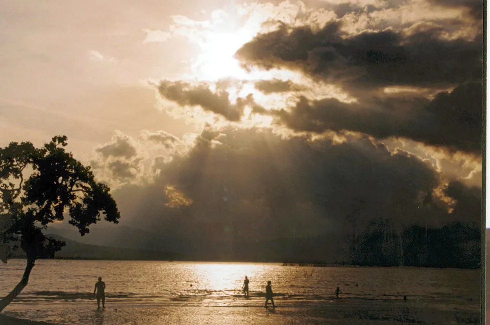 A Palawan beach at night in the Philippines.